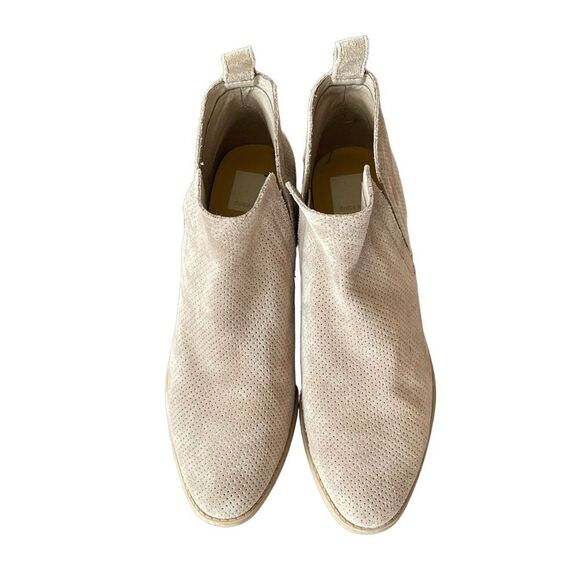 Dolce Vita Women's Suede Perforated Stacked Heel Kaidie Booties‎ Beige Size 10 - Picture 4 of 9